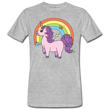 Einhörner T-Shirt - Einhorn Elsbeth vor einem Regenbogen