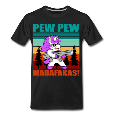 Einhörner T-Shirt - Pew Pew Madafakas Unicorn Vintage Cool Einhorn