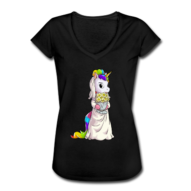 Einhörner T-Shirt - Einhorn Braut JGA Hochzeit Heiraten