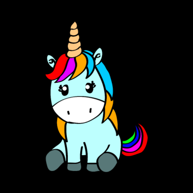 Motiv Blaues Einhorn mit bunten Haaren