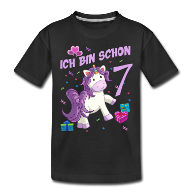 Einhörner T-Shirt - Einhorn Mädchen Geburstag 7 Jahre