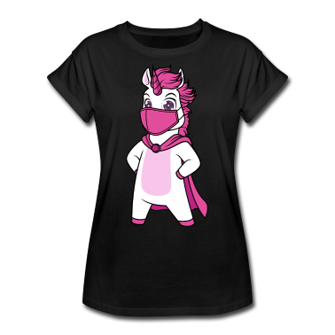 Einhörner T-Shirt - Einhorn mit Gesichtsmaske Superheld Maske Lustig