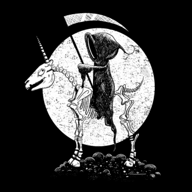 Motiv Halloween Einhorn Skelett Mit Reitendem Sensenmann