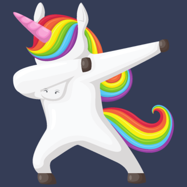 Motiv Einhorn Dab, Dabbendes Einhorn, DAB, Regenbogen
