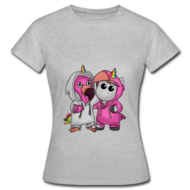 Einhörner T-Shirt - Flamingo u. Einhorn Beste Freunde T-Shirt Mädchen