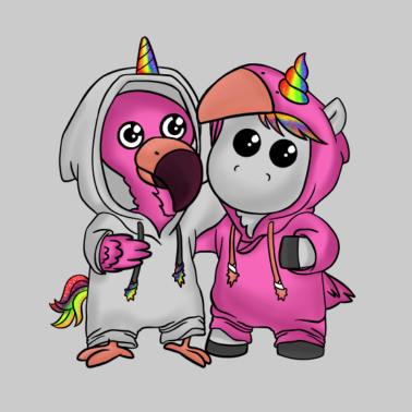 Motiv Flamingo u. Einhorn Beste Freunde T-Shirt Mädchen