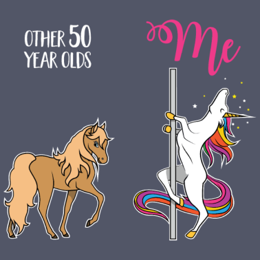 Motiv 50. Geburtstag fünfzig Jahre Einhorn lustig Tanzen