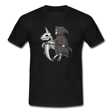 Einhörner T-Shirt - Einhorn Skelett Grusel Halloween Tod Toter Reiter