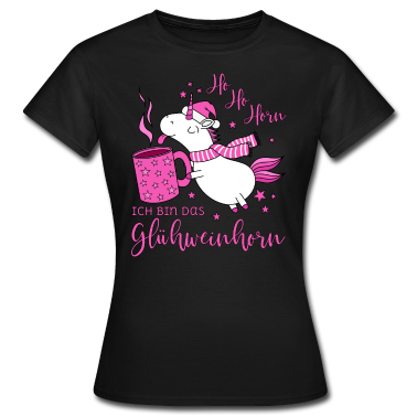 Einhörner T-Shirt - Einhorn Glühweinhorn Ho Ho Horn Spruch Weihnachten