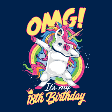 Motiv Geburtstag 18 Einhorn OMG