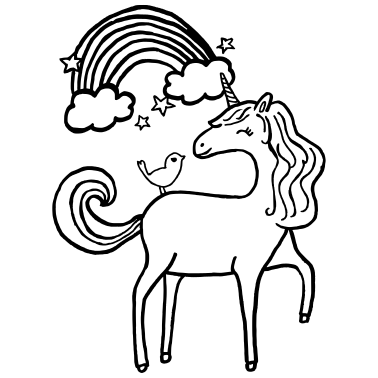 Motiv Einhorn Vogel Regenbogen