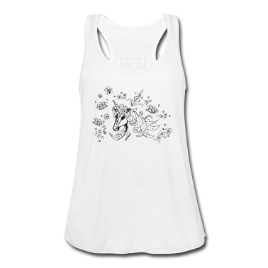 Einhörner Tank Top - Einhorn Portrait Zeichnung Schwarz