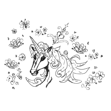 Motiv Einhorn Portrait Zeichnung Schwarz