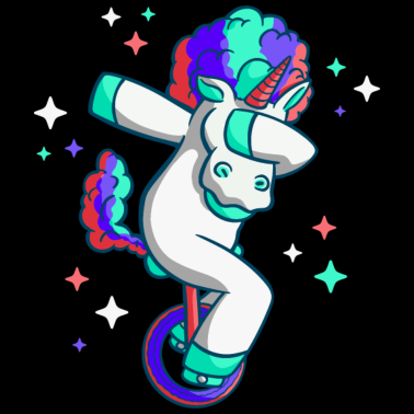 Motiv Das Einhorn macht einen Dab auf dem Einrad.
