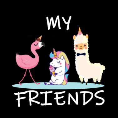 Motiv Flamingo Einhorn Alpaka und Eis