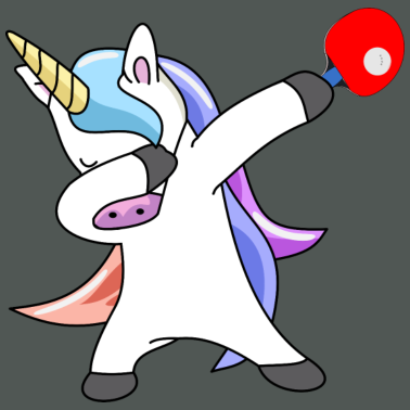 Motiv Einhorn Dabbing Tischtennis