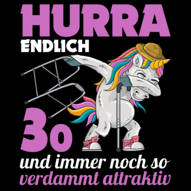 Motiv 30. Geburtstag 30 Jahre Einhorn mit Rollator Stock