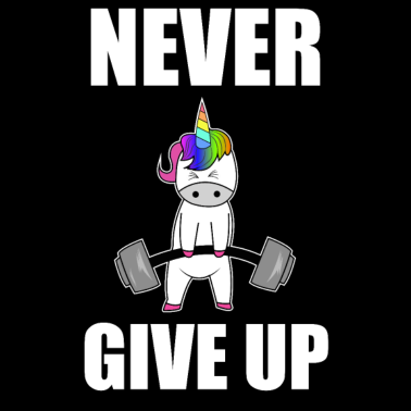 Motiv Never give up Einhorn fitness workout Muskeln Gym