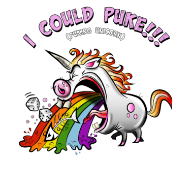Motiv Einhorn muss kotzen, kotzendes Einhorn