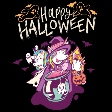 Motiv Halloween Einhorn Süßes oder Saures Hexe Kostüm