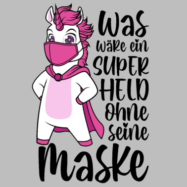 Motiv Einhorn Superheld Maske Mundschutz lustige Sprüche
