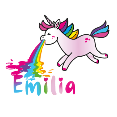 Motiv Emilia, Einhorn, kotzendes Einhorn, Name, sticker