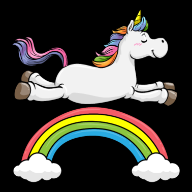 Motiv Einhorn mit Regenbogen und Wolken