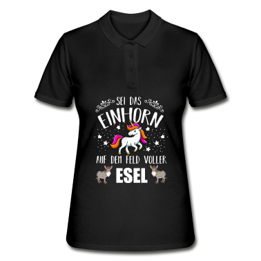 Einhörner Poloshirt - Einhorn Auf Feld Voller Esel Spruch Lustig