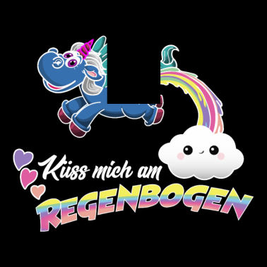 Motiv Küss mich am Regenbogen | Süßes Happy Einhorn