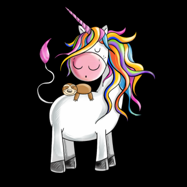 Motiv Chillendes Regenbogen Einhorn mit Faultier