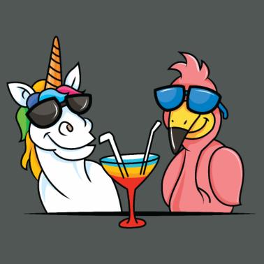 Motiv Einhorn und Flamingo