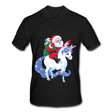 Einhörner Poloshirt - Weihnachtsmann reitet Einhorn Weihnachten Geschenk