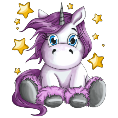 Motiv Flauschiges Einhorn mit Sterne Illustration Motiv
