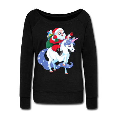 Einhörner Langarmshirt - Weihnachtsmann reitet Einhorn Weihnachten Geschenk
