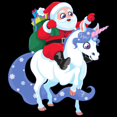 Motiv Weihnachtsmann reitet Einhorn Weihnachten Geschenk