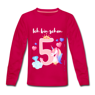 Einhörner Langarmshirt - Ich bin schon 5 Geburtstag Mädchen Einhorn 5 Jahre