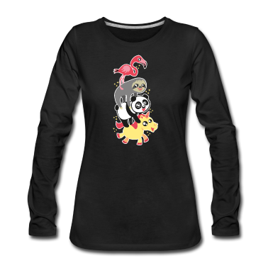 Einhörner Langarmshirt - Fancy Stadtmusikanten Einhorn Panda Flamingo Sloth