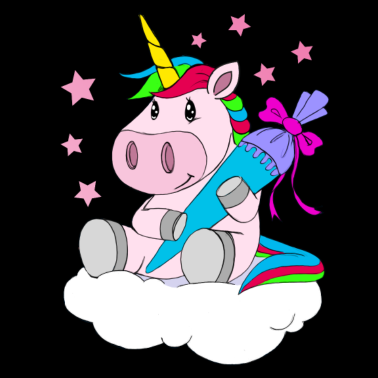 Motiv Einschulung- Einhorn mit Zuckertüte