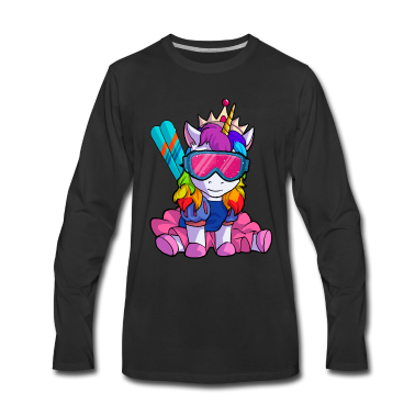 Einhörner Langarmshirt - Skifahrer Einhorn Skifahren Skiurlaub