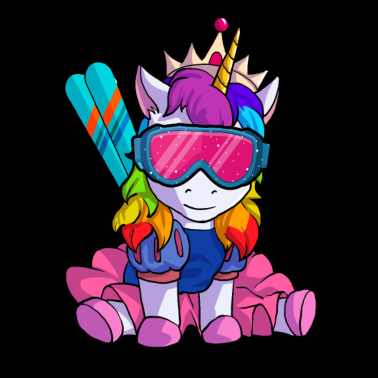 Motiv Skifahrer Einhorn Skifahren Skiurlaub