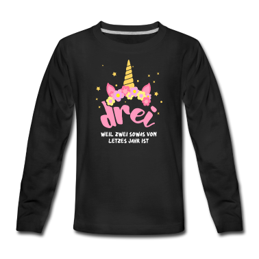 Einhörner Langarmshirt - 3. Geburtstag Mädchen Einhorn 3 Jahre Geschenk