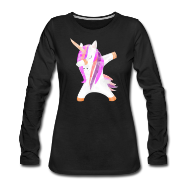 Einhörner Langarmshirt - Rosa Einhorn dabbing unicorn