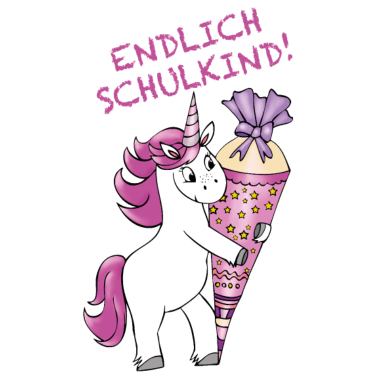 Motiv Einschulung Einhorn mit Zuckertüte Schulanfang