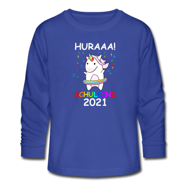 Einhörner Langarmshirt - Huraa Schulkind 2021 Einhorn Einschulung