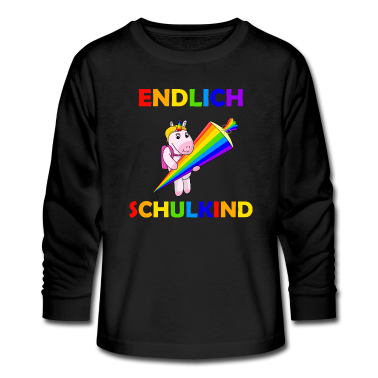 Einhörner Langarmshirt - Endlich Schulkind Einhorn Einschulung
