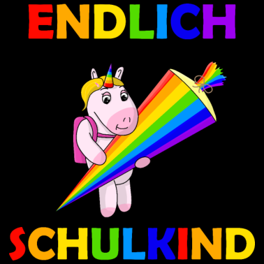 Motiv Endlich Schulkind Einhorn Einschulung