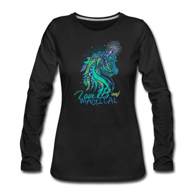 Einhörner Langarmshirt - I'm 18 and magical Geburtstag Mädchen süß Einhorn