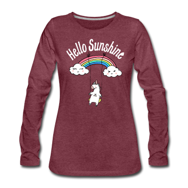 Einhörner Langarmshirt - Einhorn Schaukelt am Regenbogen Kinder T-Shirt
