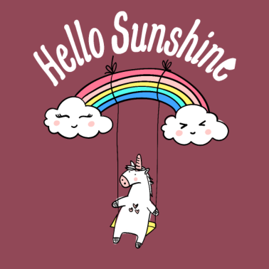 Motiv Einhorn Schaukelt am Regenbogen Kinder T-Shirt