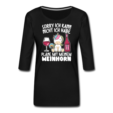 Einhörner Langarmshirt - Lustiger Spruch Wein Trinken Weintrinker Einhorn